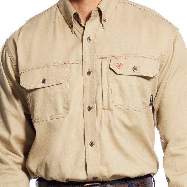 Ariat FR Solid Vent Work Shirt in Khaki